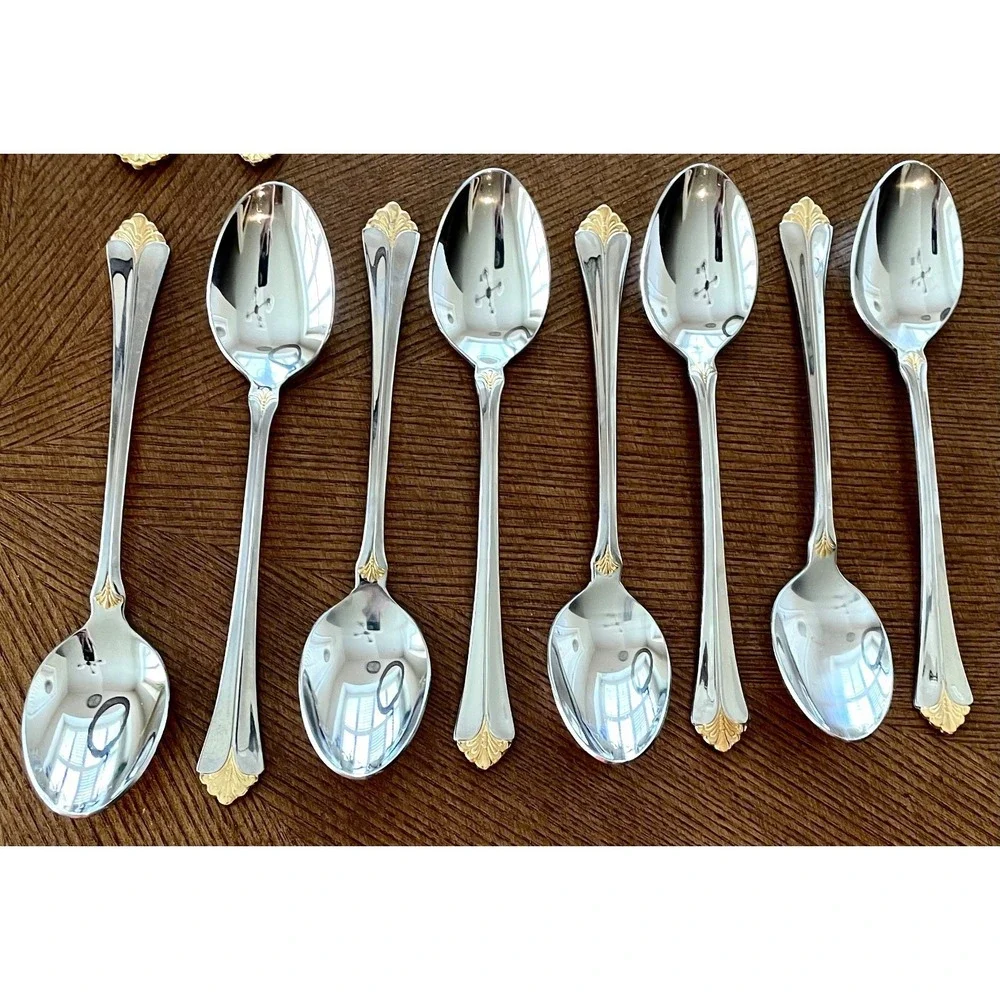 Towle Santa Barbara Gold 18/8 Stainless Steel Flatware Service For 8 Korea 45pcs